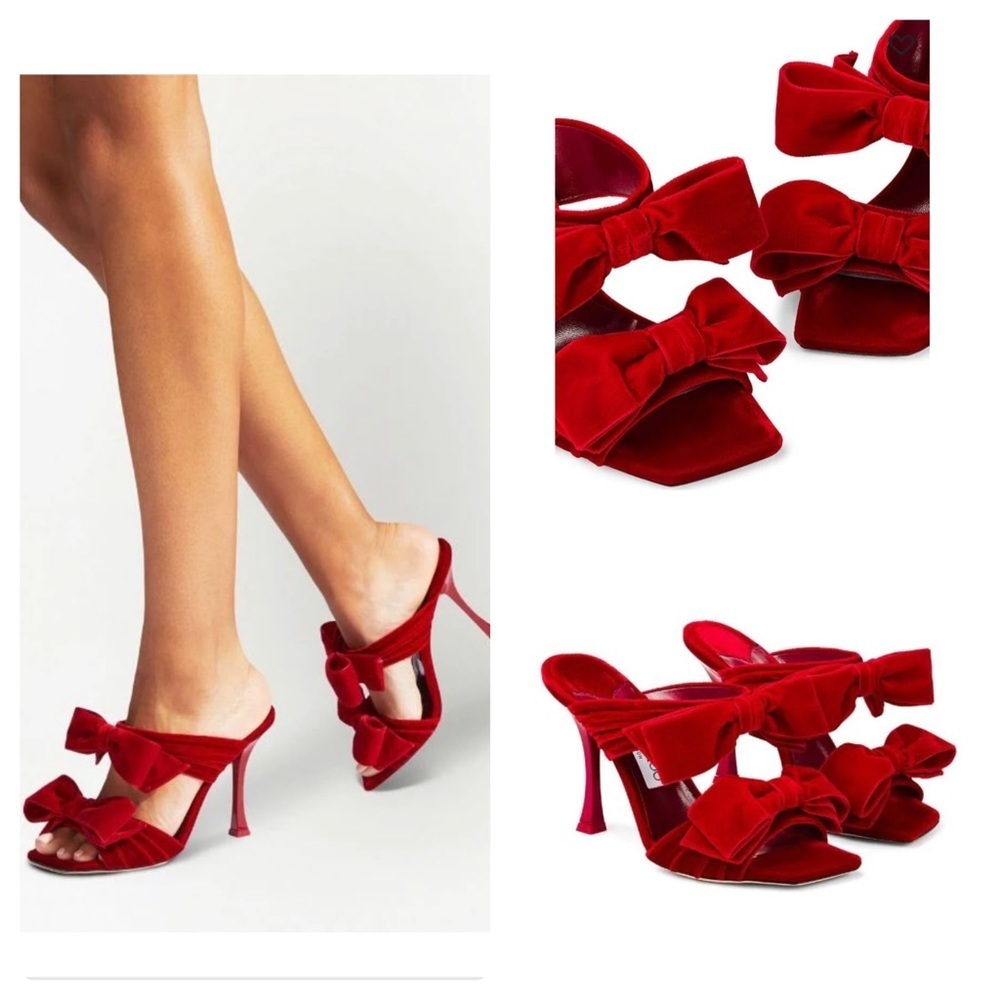 Jimmy Choo Flaca 100mm Velvet Bow Heels